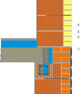  узел опирания плиты перекрытия в несущей стене из блоков Kerakam 11,1нф  СуперТермо 