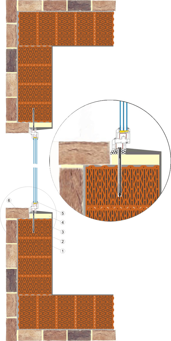 Оконный проём с применением керамических блоков Керакам СуперТермо