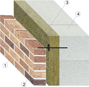 кладка газосиликатного блока с утеплителем и облицовочным кирпичом